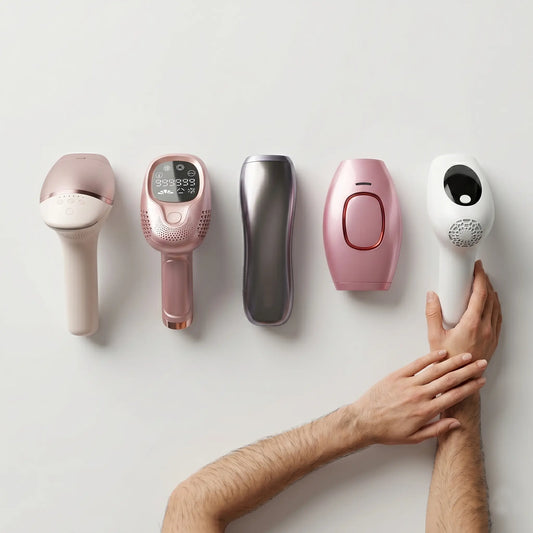 A side-by-side comparison of premium hair removal machines, showcasing the best IPL device options and varying at-home IPL hair remover prices in Pakistan.