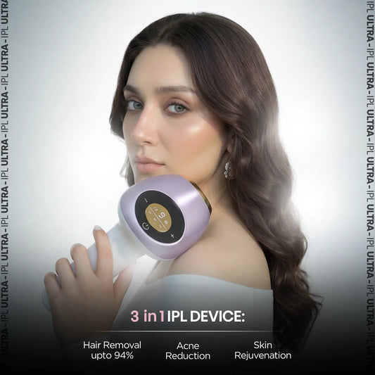 GlowPro IPL Ultra 3-in-1 hair removal device for hair removal, acne reduction, and skin rejuvenation